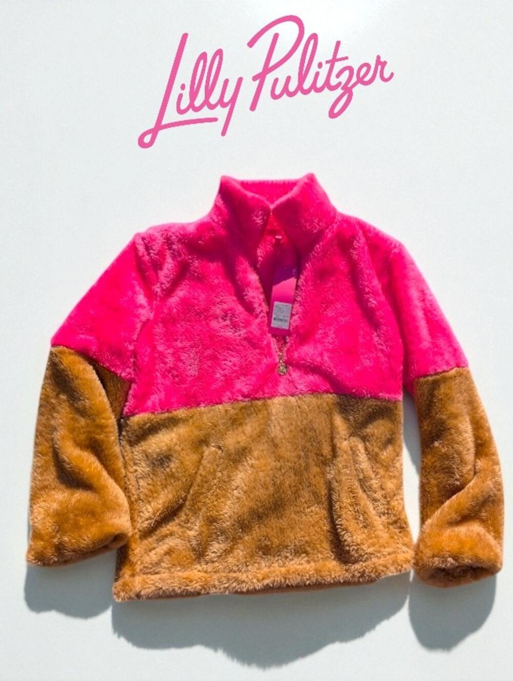 NWT Lilly Pulitzer Keala Sherpa Popover Pink Isle 'You earned it colorblock'